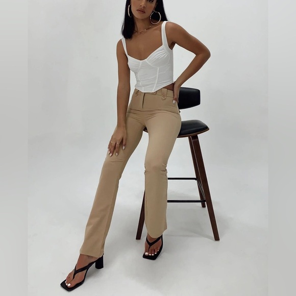 Princess Polly Pants - Princess Polly | Veronika Beige Trousers / Pants Brand New With Tags Size 4